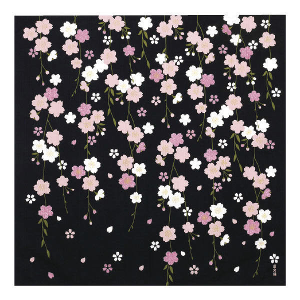 Furoshiki 50 cm, carré de tissu, sakura noir - Comptoir du Japon - Voir en grand