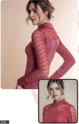 Moretta 5831 Top Laine & Soie rose  col montant dentelle - Un Temps Pour Elle - Lingerie