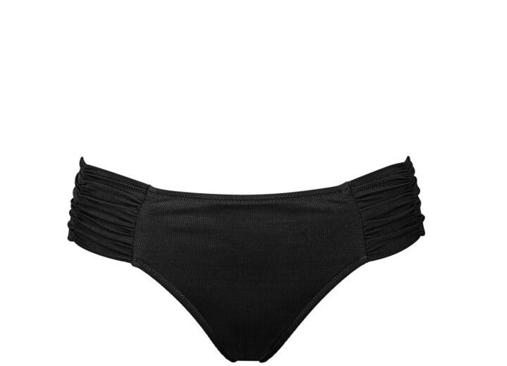 Watercult Summer Solids 237 culotte de bain noir maille côtelée doublée plissée sur les côtés - Voir en grand