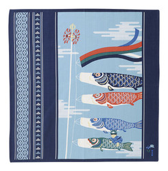 Furoshiki 50 cm, carré de tissu, carpes koinobori - Comptoir du Japon