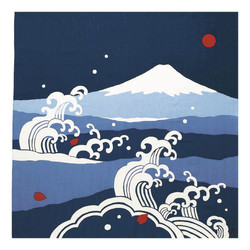 Furoshiki 90 cm, carré de tissu japonais, vague et mont Fuji - Comptoir du Japon