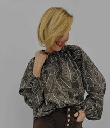 CHEMISE FLUIDE KAKI IMPRIM FEUILLE - ANN'MODE 