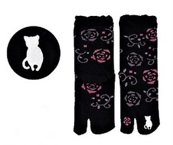 Chaussettes japonaises tabi, imprim chat blanc - 35  40 - Comptoir du Japon