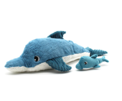 74801 : PELUCHE DAUPHIN TOFOU MAMAN ET SON BEBE BLEU LES DEG - Maroquinerie Diot Sellier