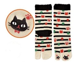 Chaussettes japonaises tabi, imprim chat noir - 35  40 - Comptoir du Japon