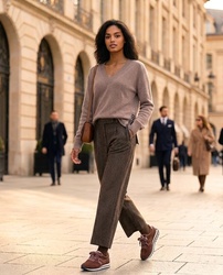 PANTALON CHIN� MARRON CONFORT ASCARI - ANN'MODE 