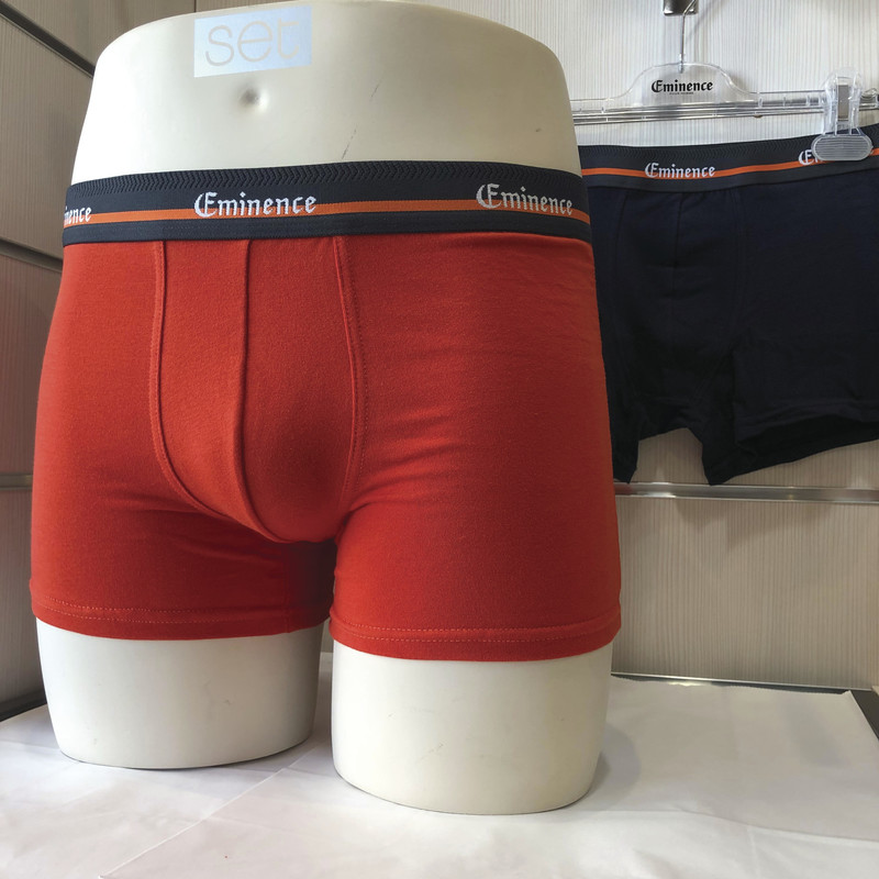 Eminence Stretch coffret de 2 boxer en coton uni bleu marine orange ultra extensible confort léger - Voir en grand