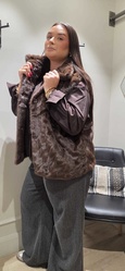 GILET SANS MANCHES EN FAUSSE FOURRURE MARRON BARBARA LEBEK - ANN'MODE 