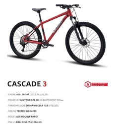 VTT 27.5" T.S POLYGON CASCADE 3 ROUGE/NOIR DISPONIBLE - RANDO FITNESS VENAREY CYCLES