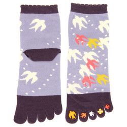 Chaussettes japonaises 5 orteils, imprim hirondelle 35  40 - Comptoir du Japon