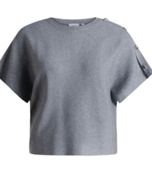 PULL GRIS MANCHES COURTES YEST  - ANN'MODE 