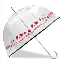 09496 - PARAPLUIE cloche Transparent PVC/PAVOT SAUVAGE Ouver - Maroquinerie Diot Sellier