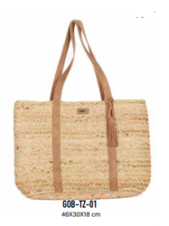 GOB-01 SAC SHOPING PORTE EPAULE JUTE GOBY EPUISE - Maroquinerie Diot Sellier