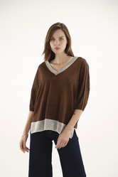 PULL FLUIDE COL V BORD BLANC MAUD & SACHA  - ANN'MODE 