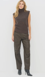 PANTALON SIMILI CUIR MARRON NU DENMARK  - ANN'MODE 