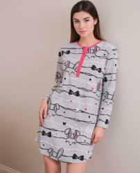 Massana L757224 Chemise de nuit boutonne imprim lapin - Un Temps Pour Elle - Lingerie