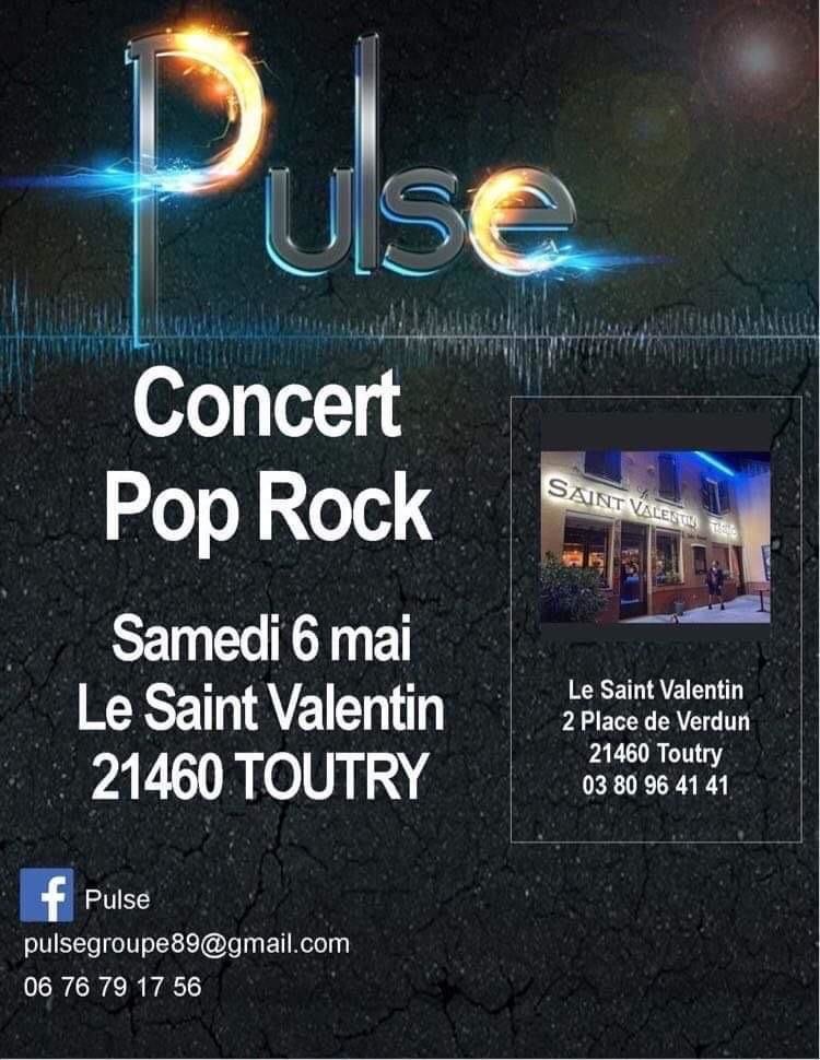Samedi 06 Mai 2023 - PULSE en concert - PROGRAMMATION CONCERTS 2023 - Café concert Le St Valentin - Voir en grand
