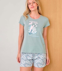 Massana P261239 Pyjama short 100% COTON vert - Un Temps Pour Elle - Lingerie