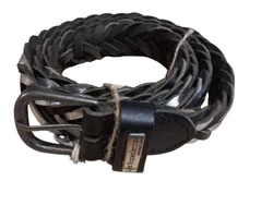 T-C2  CEINTURE LES TROPEZIENNES CUIR NOIR ET ARGENT - Maroquinerie Diot Sellier