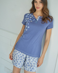Massana P241207  Pyjama manches courtes avec short bleu - Un Temps Pour Elle - Lingerie