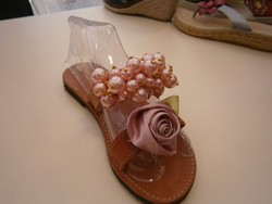 Sandales en cuir véritable pour Mariage avec Perles roses et - La Grèce Gourmande