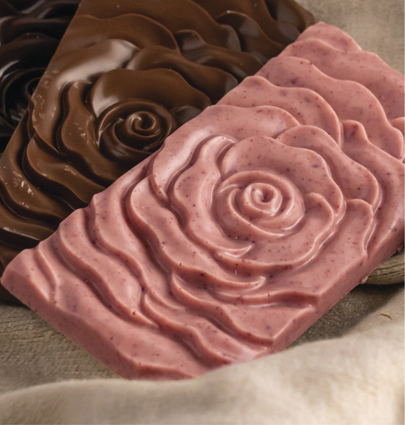 Mini Barre de Chocolat 'Rose' Sculpté - La Grèce Gourmande