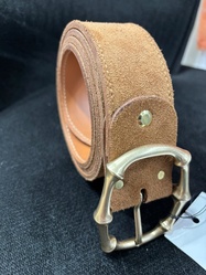 CEINTURE CUIR MARRON BOUCLE DOR� FAUNE  - ANN'MODE 