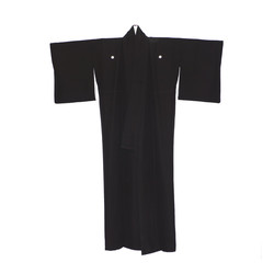 Kimono traditionnel en soie, noir avec kamon - Comptoir du Japon