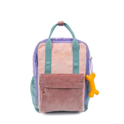 10901 IVY - CORDUROY LAVANDER + O.ROSE : CARTABLE MATERNELLE - Maroquinerie Diot Sellier