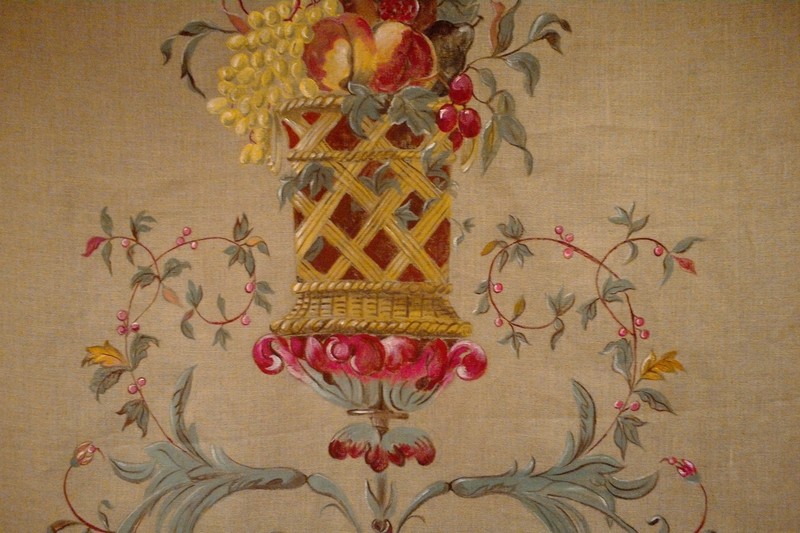 Tenture en lin peinte (fruits et fleurs) - Peintures sur tissus - L'ATELIER DU FENNEC - Voir en grand