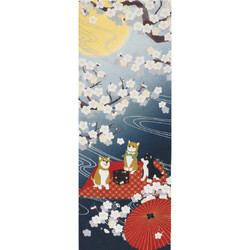  Tenugui, tissu décoratif, mame shiba sakura - Comptoir du Japon
