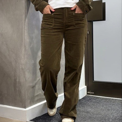 PANTALON VELOURS KAKI EVA KAYAN  - ANN'MODE 