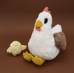 76010 : PELUCHE POULE PIOUPIOU MAMAN ET SON BEBE BLANC - LES - Maroquinerie Diot Sellier