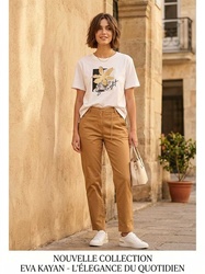 PANTALON STYLE CHINO CAMEL EVA KAYAN - ANN'MODE 