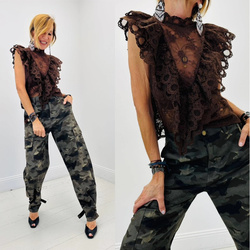 TOP EN DENTELLE MARRON ELLI WHITE  - ANN'MODE 