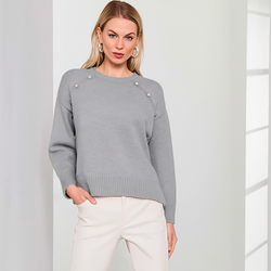 PULL CHAUD GRIS BIJOU MICHA - ANN'MODE 