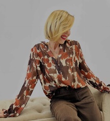  BLOUSE FLUIDE IMPRIM GINGKO  - ANN'MODE 