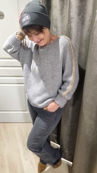 PULL GRIS BANDE DORE EVA KAYAN  - ANN'MODE 