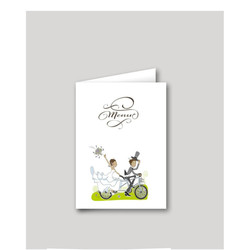 Carton menu mariage personnalis  | Cyclistes  - Amalgame imprimeur-graveur