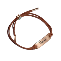 Bracelet Bijou plaque acier Or/Cuivre, cordon  | Fedora - Amalgame imprimeur-graveur