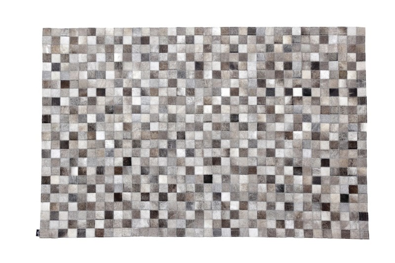 Tapis patchwork poivre et sel carré de 5 cm - Peaux de vache et tapis - La Petite Boutique - Voir en grand