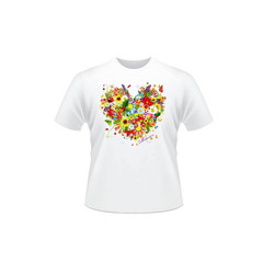 T-shirt blanc personnalis  |  Coeur en fleurs  - Amalgame imprimeur-graveur