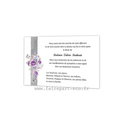 Carte remerciement dcs, condolances | Bouquet violette - Amalgame imprimeur-graveur