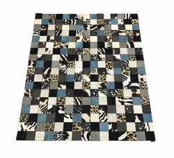 Tapis patchwork mixte turquoise carré de 10 cm - La Petite Boutique