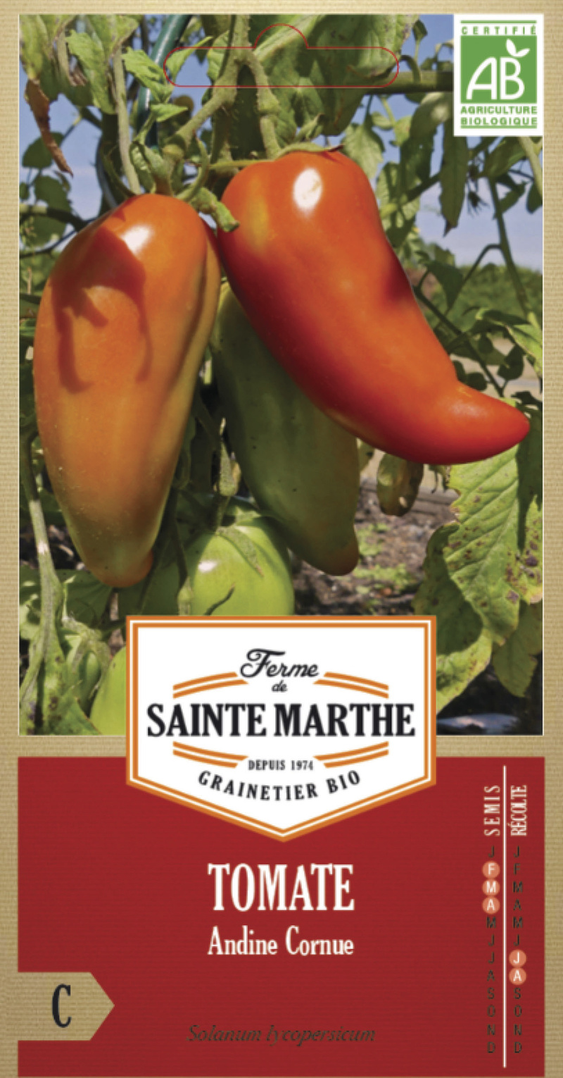 tomate andine cornue bio ferme de sainte marthe graine semence potager sachet semis - Voir en grand