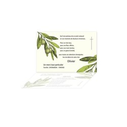 Carte de remerciements dcs | Branche Olive - Amalgame imprimeur-graveur