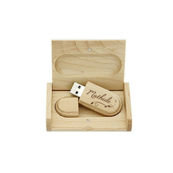 Cl USB + coffret crin en bois clair grav  | Mdia - Amalgame imprimeur-graveur