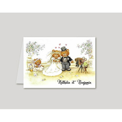 Faire-part mariage vintage, invitation | Ourson - Amalgame imprimeur-graveur