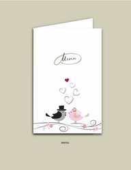 Menu couple oiseaux amourette  | Oiseaux'Amor - Amalgame imprimeur-graveur