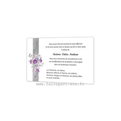 Carte remerciement dcs & Deuil | Bouquet violettes     - Amalgame imprimeur-graveur